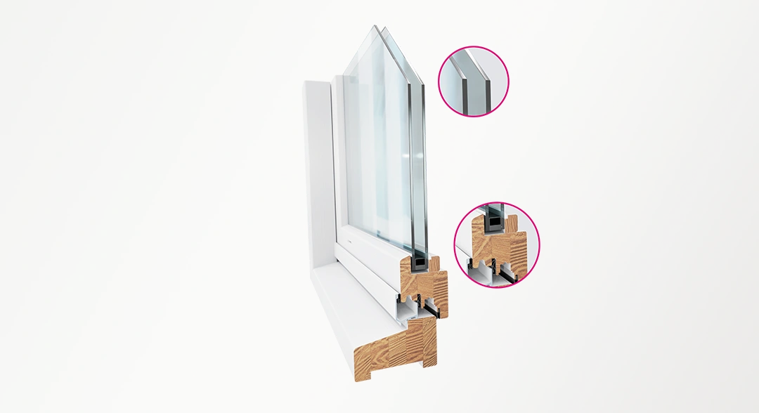 Detail van het BENG-Kozijn® met HR++ glas