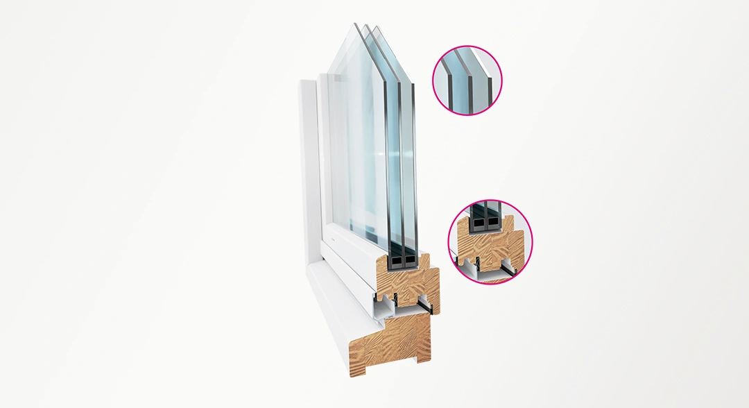 Detail van het NOM-Kozijn® met triple glas