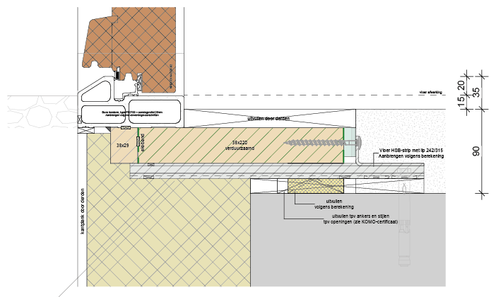 Preview van een HSB-principe-detail voor aansluiting op maaiveld, betonvloer en betonwand